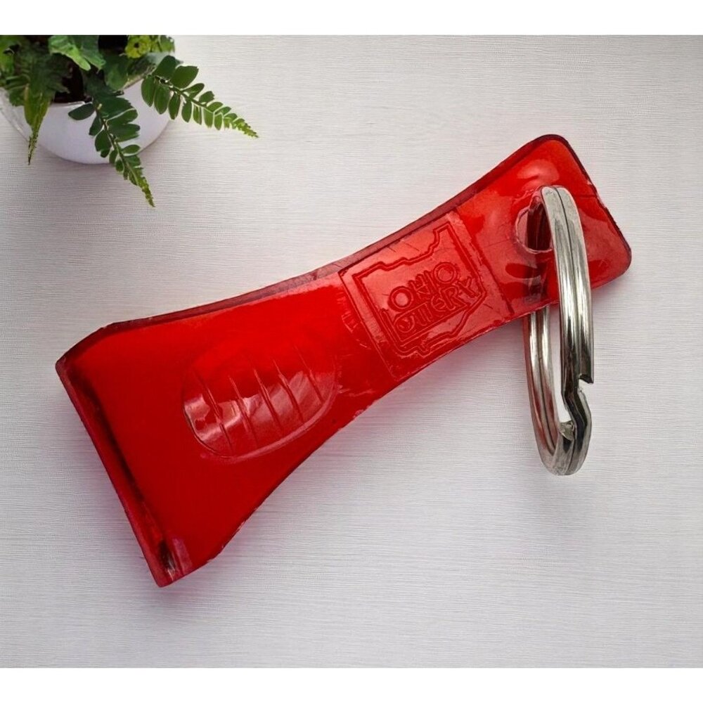 Ohio Lottery Card Scratcher Red Plastic Bottle Opener With Metal Ring